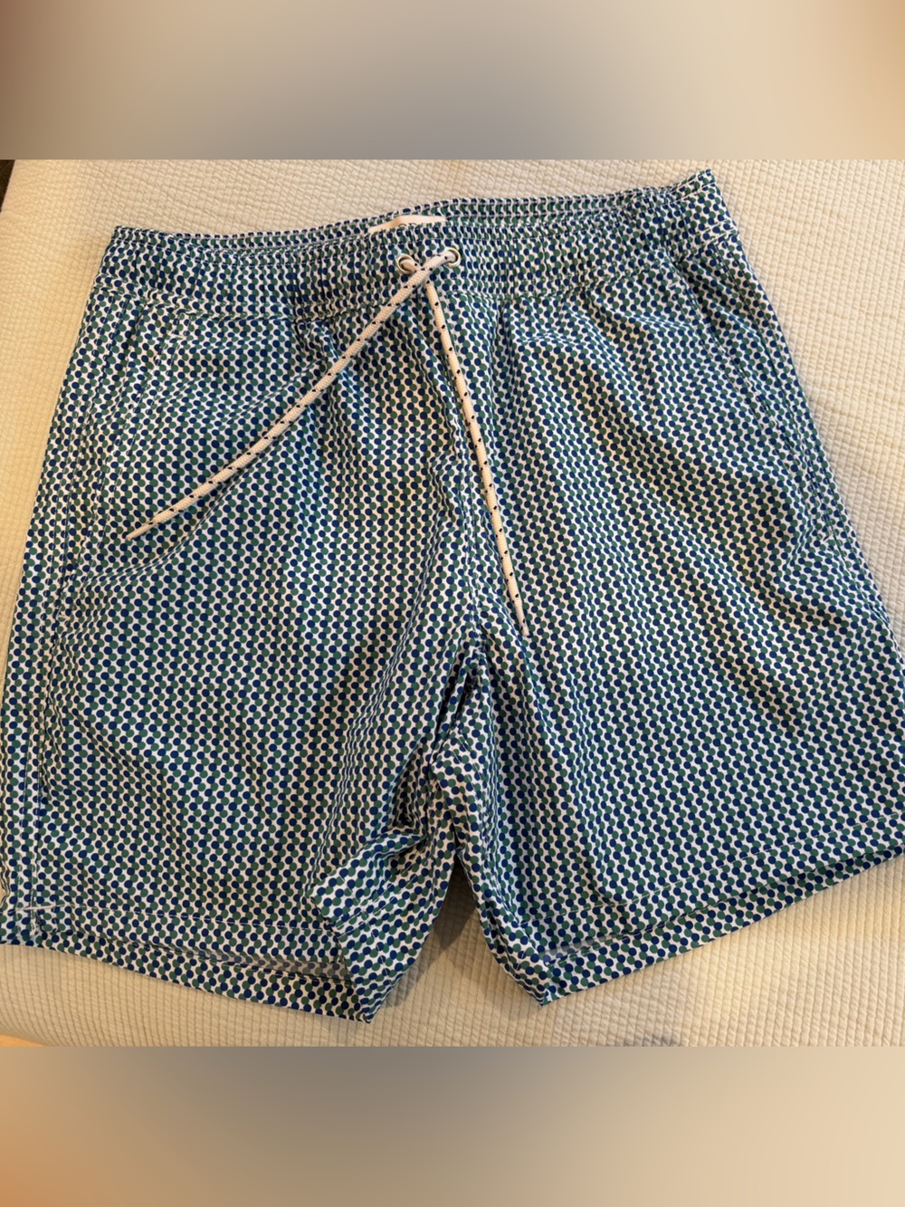 J. Crew Geometric Blue & White Men's Swim Trunks